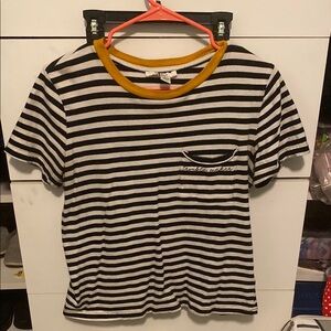 Forever 21 Black and White Striped Short Sleeve Tee